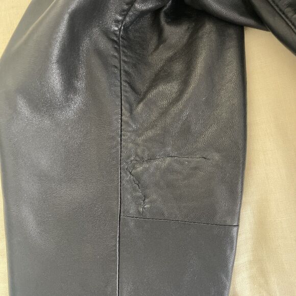 Liz Claiborne Black Genuine Leather Belted Jacket Large - Picture 8 of 9